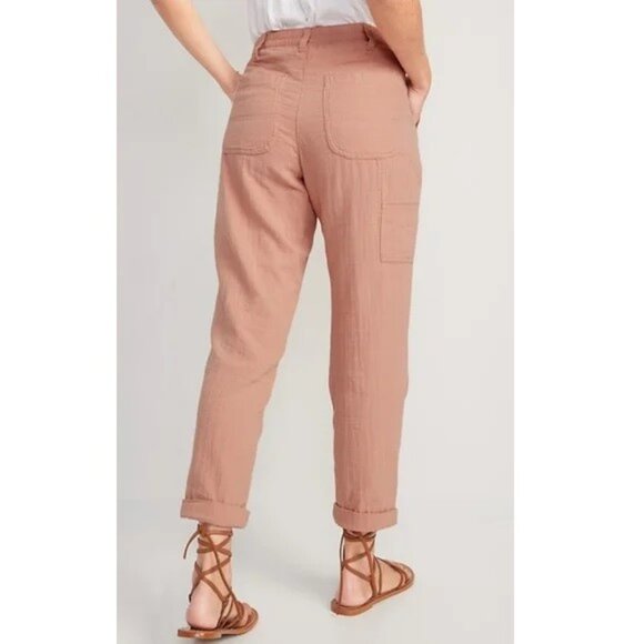 Old Navy High-Waisted Slouchy Cropped Tapered Workwear Pants - 10 - Picture 2 of 10